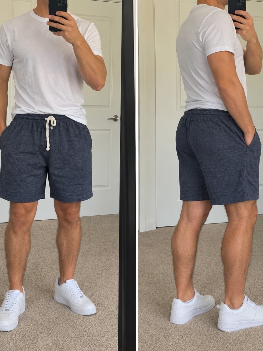 Puma Men's Dark Navy Heather Drawstring Hybrid Shorts